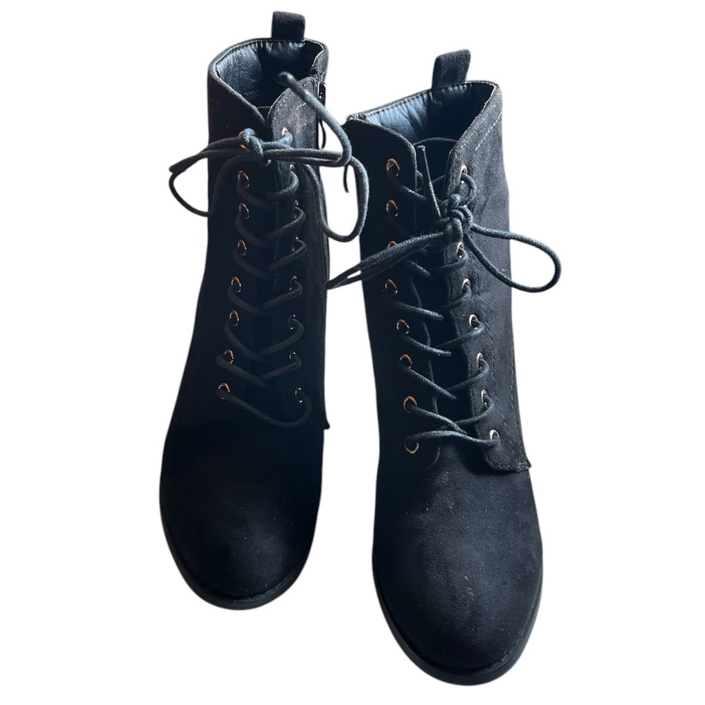 Women's Black Lace-Up Boots